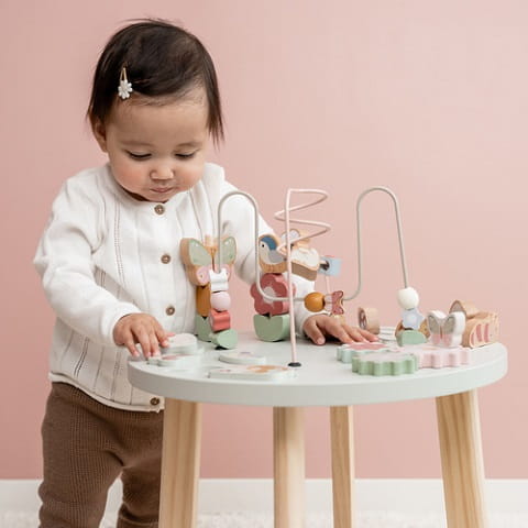 Stolik edukacyjny Flowers & Butterflies dla dziewczynki na roczek Little Dutch
