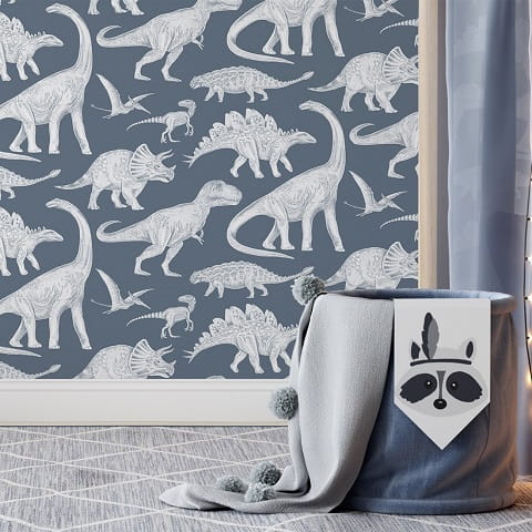 Tapeta dziecięca Dino dinozaury blue w brytach 2