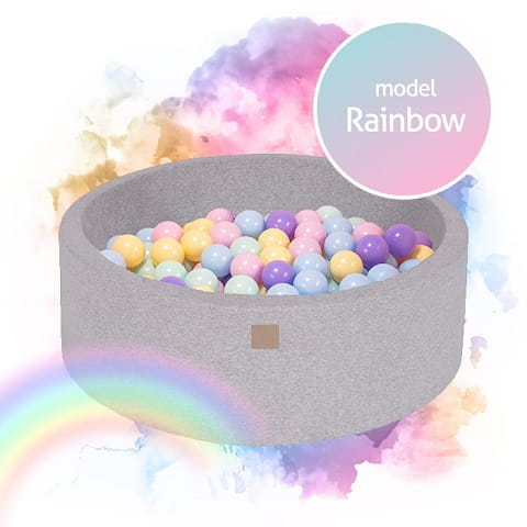 Basen jasnoszary Rainbow + 250 piłek - gotowy zestaw MeowBaby