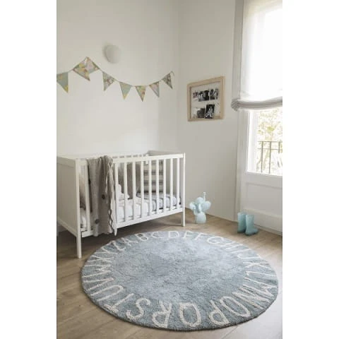 Lorena Canals Dywan Round ABC Vintage Azul Natural 2