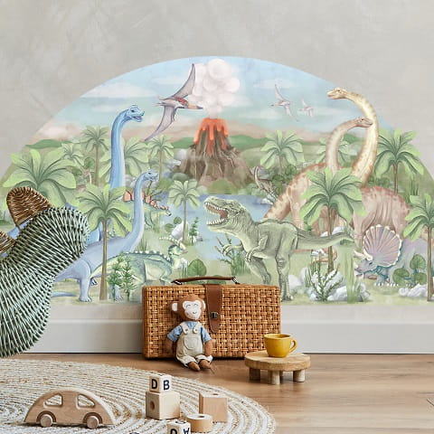 Naklejka na ścianę świat dinozaurów
