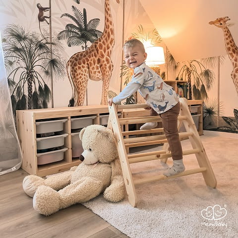 Drabinka drewniana naturalna do Pokoju dziecka Montessori składana Meowbaby 13