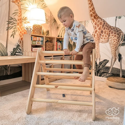 Drabinka naturalna i Zjeżdżalnia-Ścianka Wspinaczkowa 2w1 MeowBaby 2