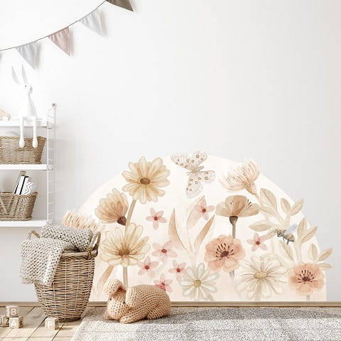 Naklejka na ścianę łąka boho kwiaty  4