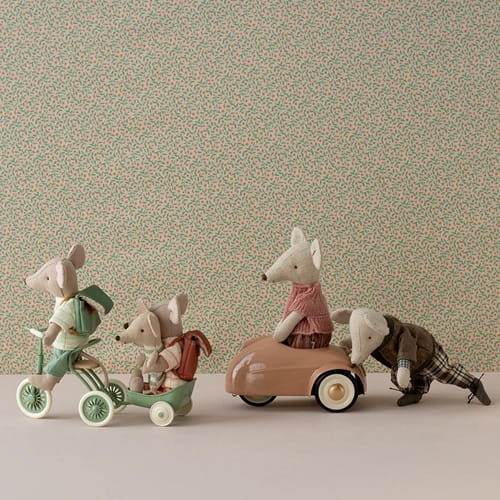 Maileg rowerek trójkołowy zielony - Abri a tricycle, Mouse - green  2