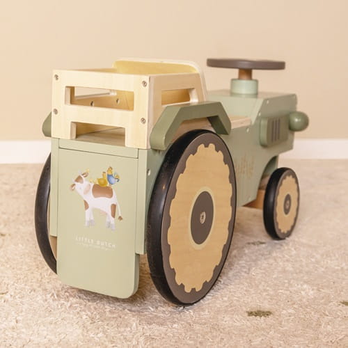Jeździk Traktor Farm drewniany dla dzieci Little Dutch 3