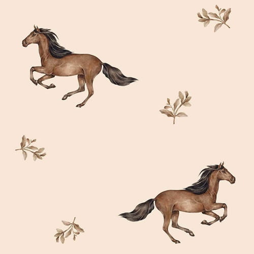 Tapeta dziecięca konie Horses beige