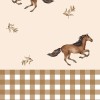 Tapeta dziecięca konie i kratka Horses and check brown 1