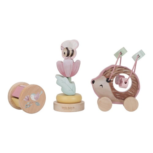 Drewniany zestaw prezentowy Fairy Garden różowy dla dziewczynki Little Dutch