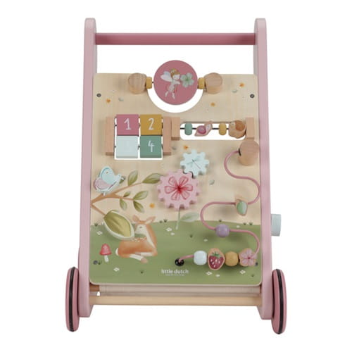 Drewniany chodzik pchacz różowy Fairy Garden roczek dziewczynki Little Dutch 11