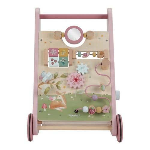 Drewniany chodzik pchacz różowy Fairy Garden roczek dziewczynki Little Dutch 12