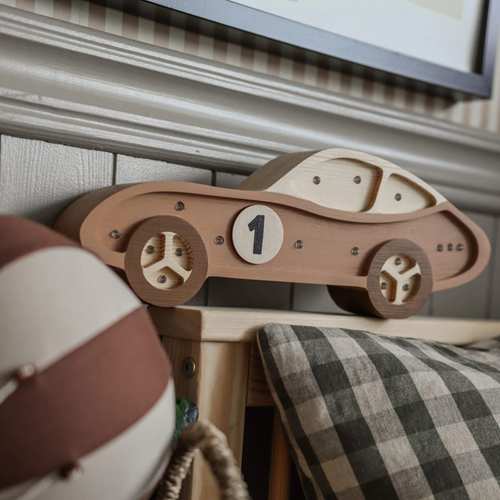 Drewniana Lampka Auto dla dzieci - brązowy
