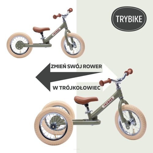 Rowerek trójkołowy biegowy 2w1 zielony matowy Trybike 3
