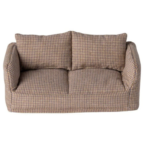 Maileg sofa kanapa brązowa w kratkę dla myszek