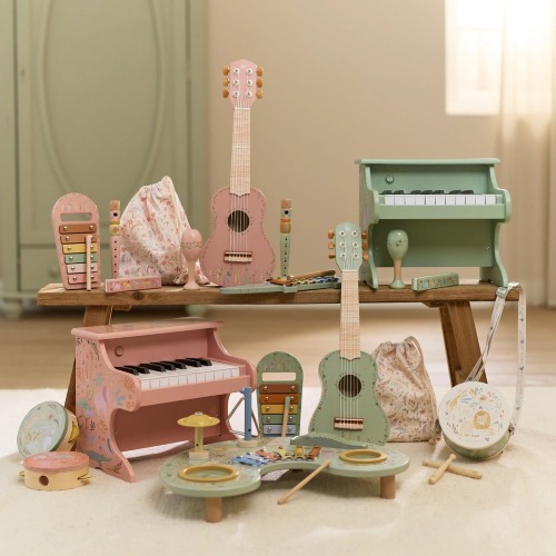 Drewniana gitara różowa Safari Friends FSC Little Dutch 10