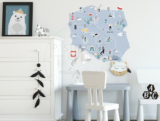 Naklejka na ścianę - mapa Polski niebieska 1