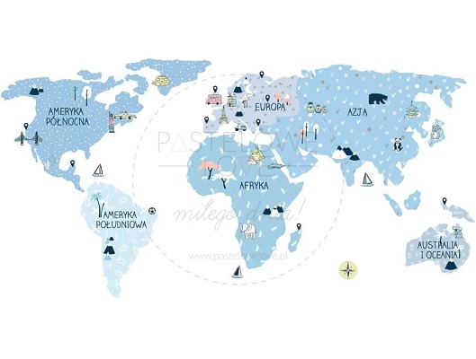 Naklejka na ścianę - mapa świata ice cold 4