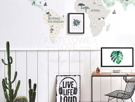 Naklejka na ścianę - mapa świata tropic sand 3