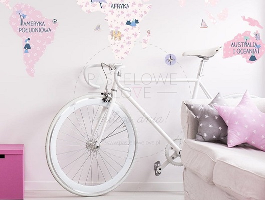 Naklejka na ścianę - mapa świata spring flower  1