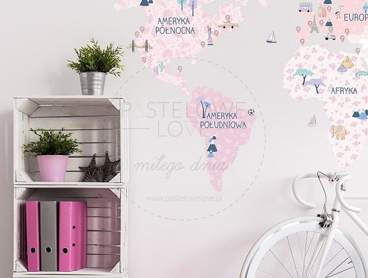 Naklejka na ścianę - mapa świata spring flower  3