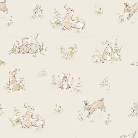 Tapeta dziecięca Rabbit Day Króliczki Beżowa 1