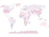 Naklejka na ścianę - mapa świata polityczna różowa 4