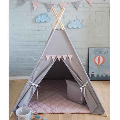 Namiot tipi skromny róż szary 120x120 cm